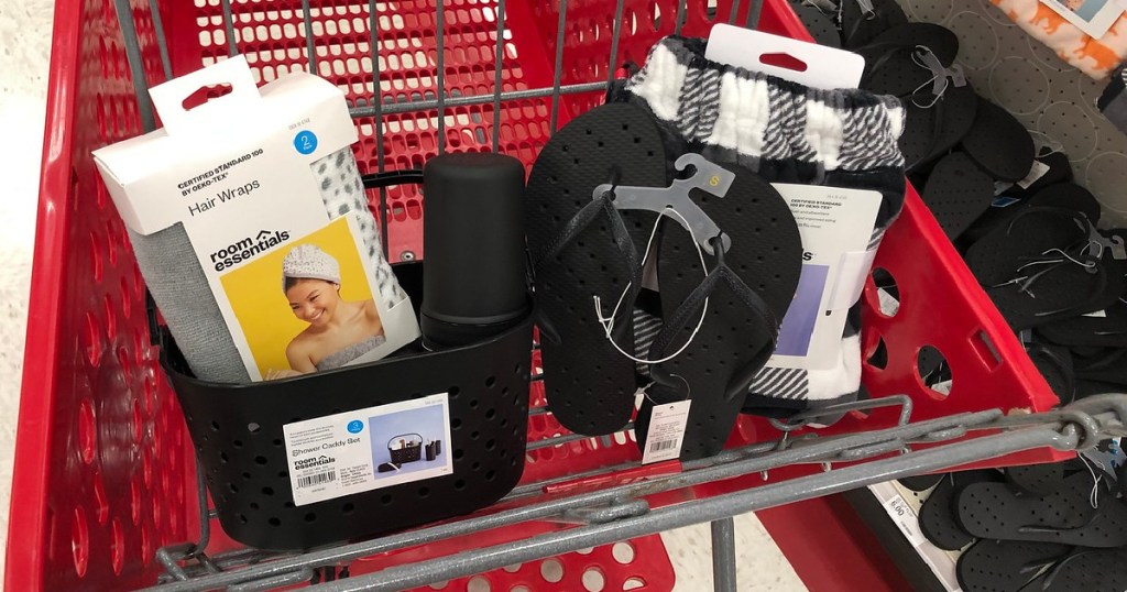 dorm essentials in a Target cart