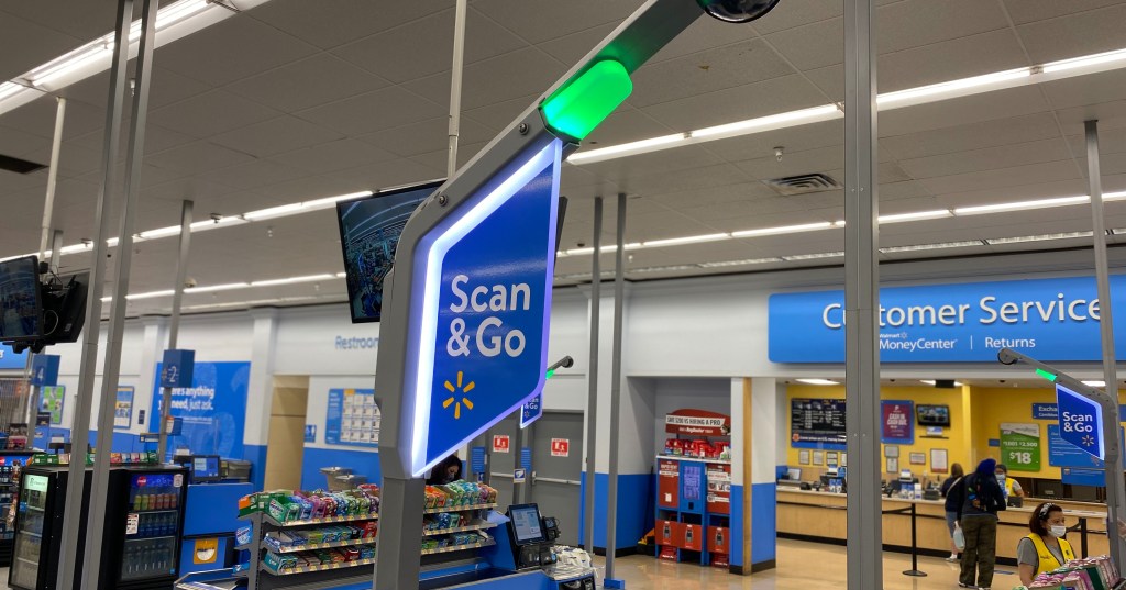 Walmart self-checkout sign