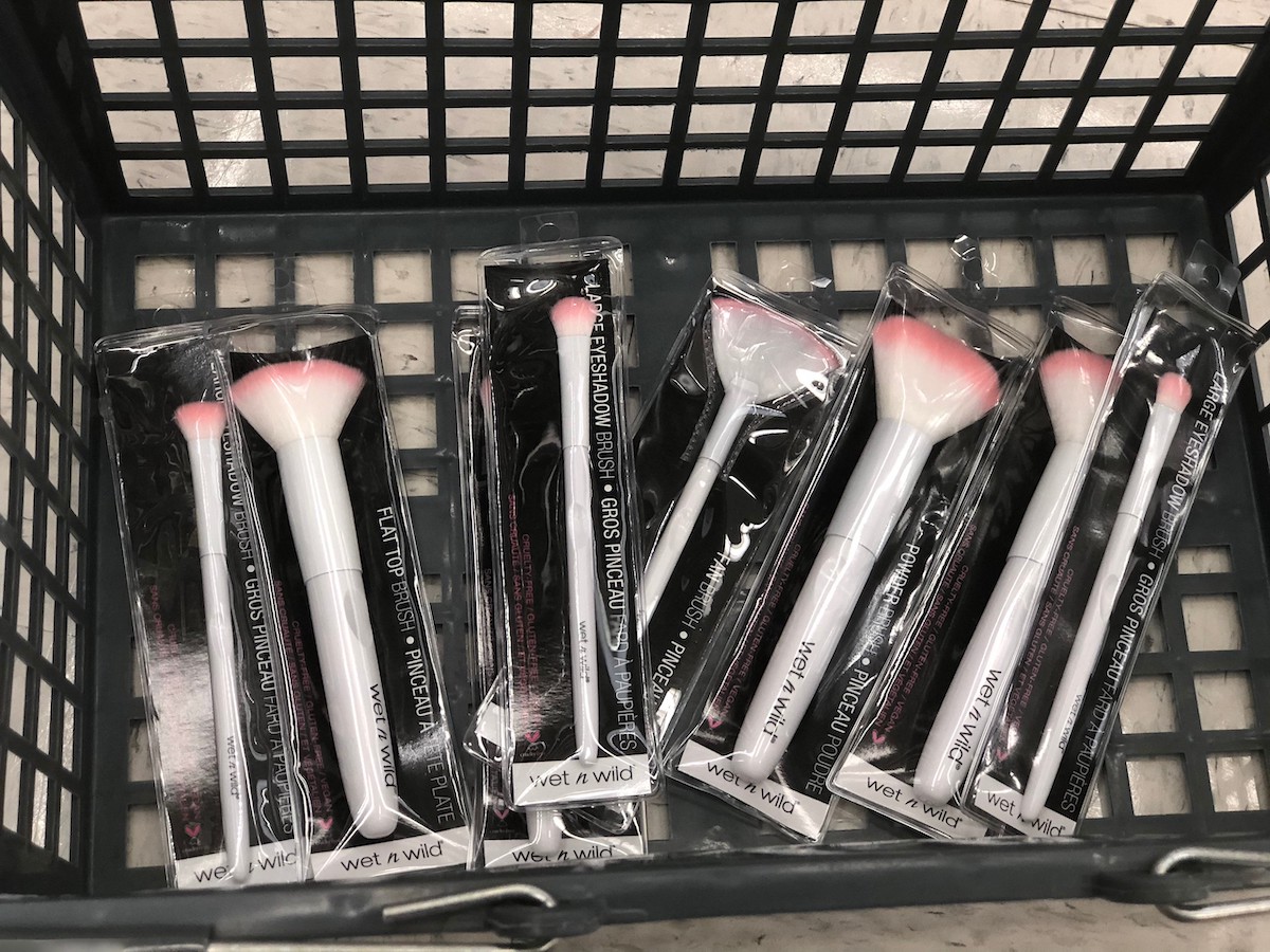 multiple wet n wild brushes in basket