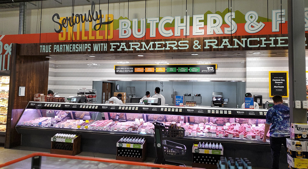 butcher meat counter at whole foods