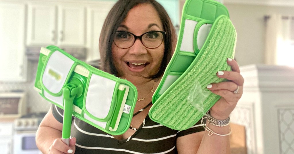 woman holding turbo swiffer pads