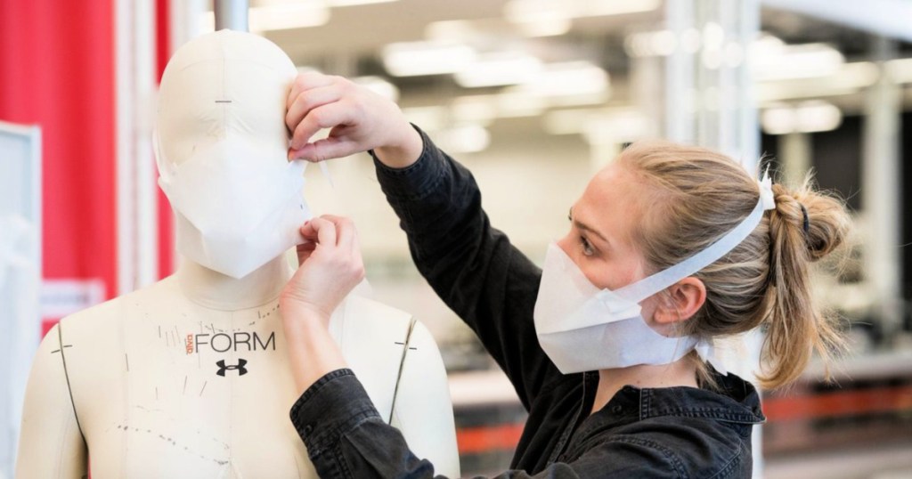 woman working on creating a face mask