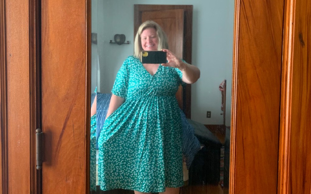 woman in plus size amazon dress