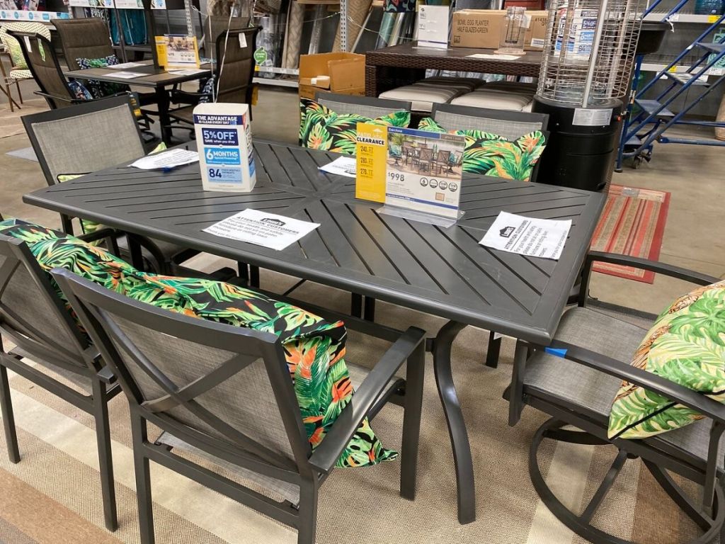 table set with chairs for patio