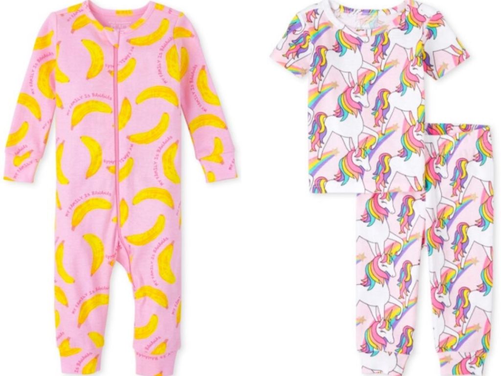 two pairs of baby girl pajamas