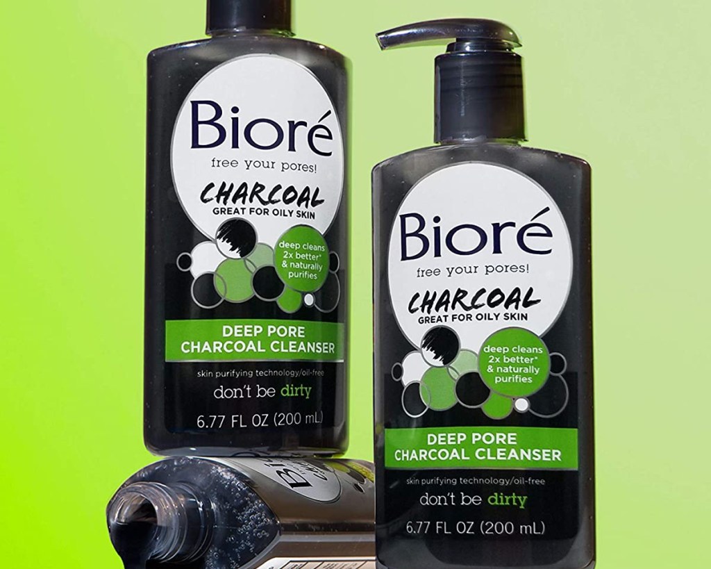 bottles of biore charcoal deep pore cleanser