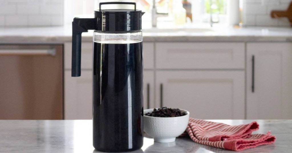 takeya pitcher with coffee cup in kitchen