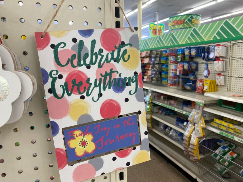 celebrate everything sign at dollar tree