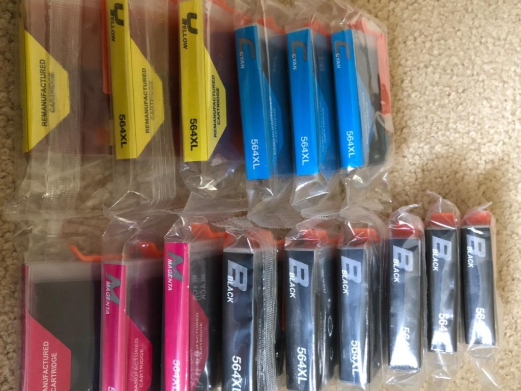 ink cartridges on floor