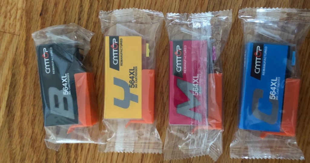 black yellow cyan and blue ink cartridges