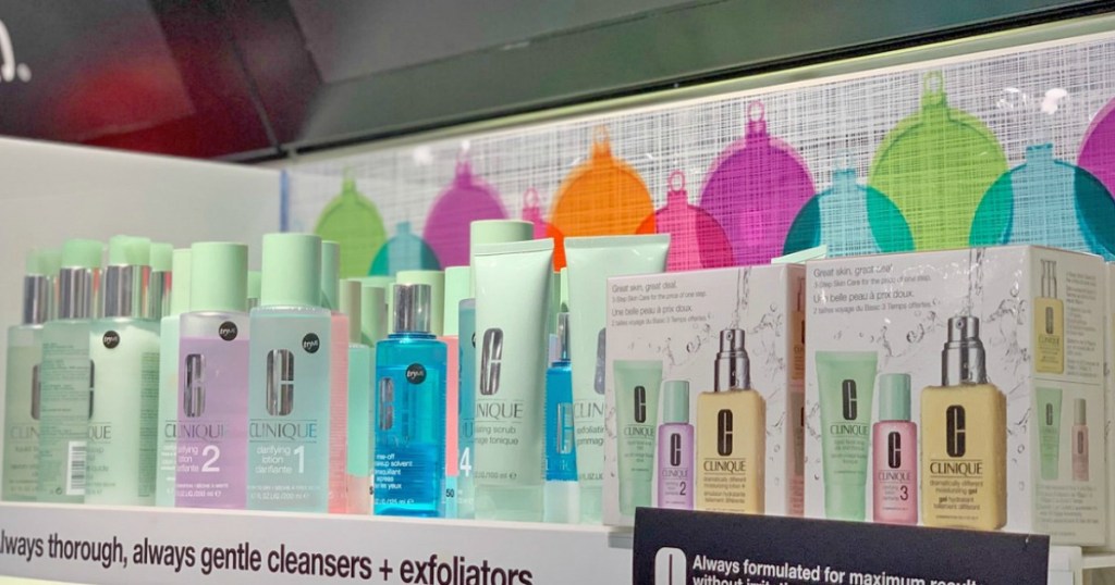 clinique skincare on display at store