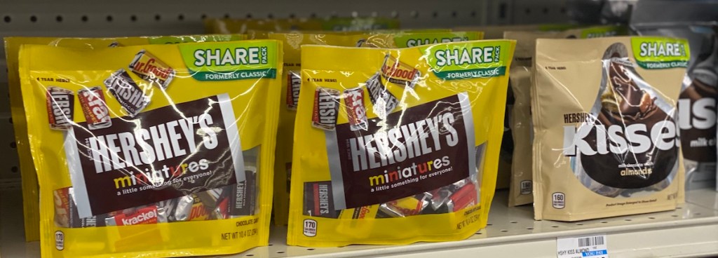 Hershey's Miniatures on shelf at CVS