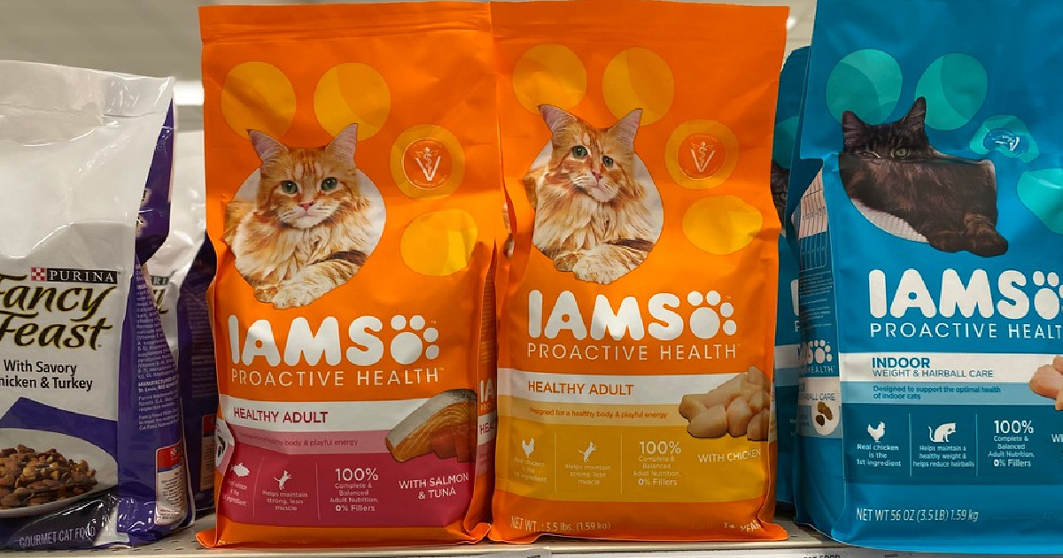 iams cat food on store shelf