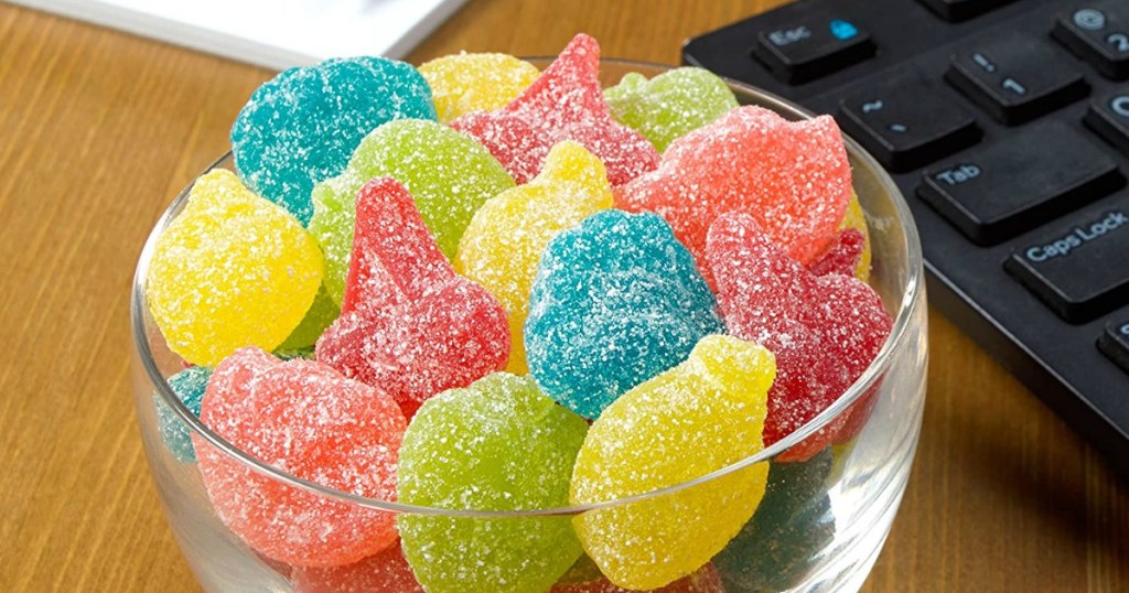 Jolly Rancher sour gummies in a bowl