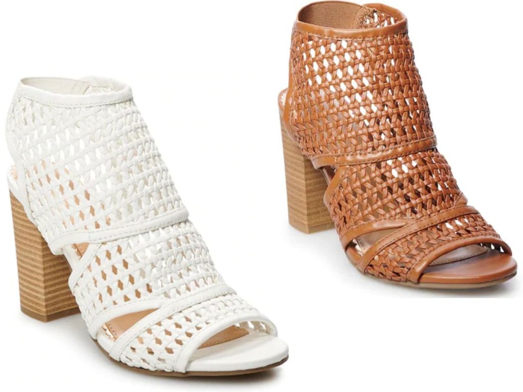 women's heeled woven shoes