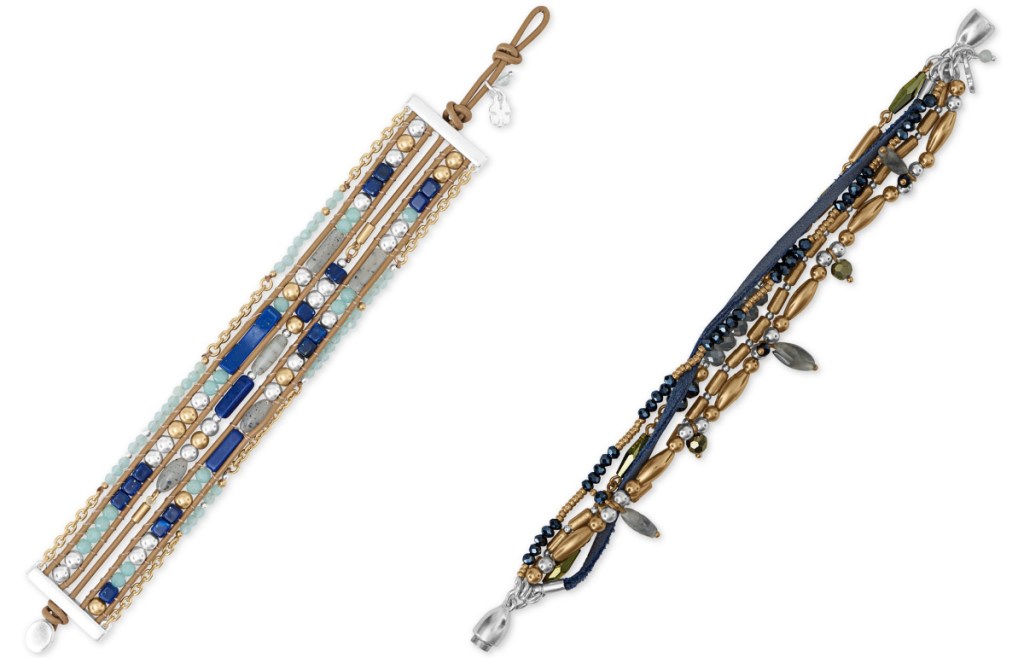 Lucky Brand Two-Tone Bead & Leather Multi-Row Bracelets