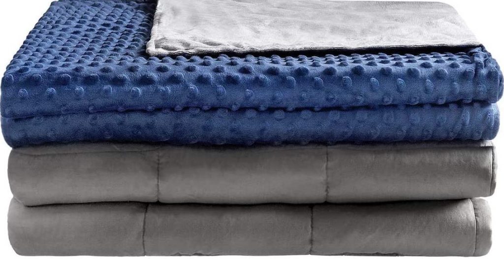 stack of folded blankets