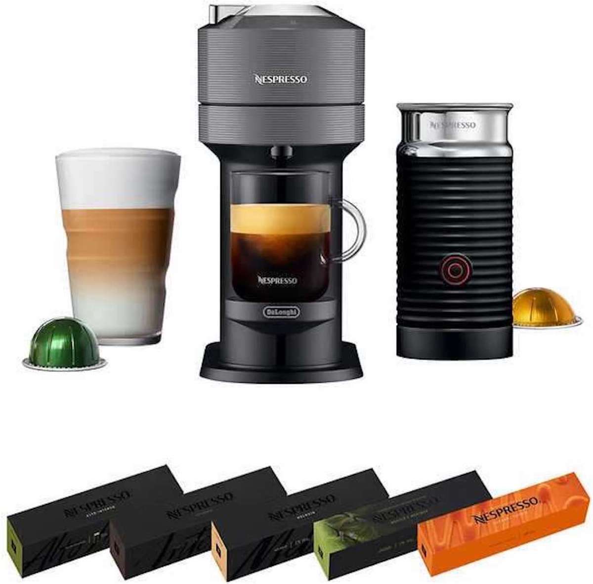 nespresso next maker with frother and multiple pods
