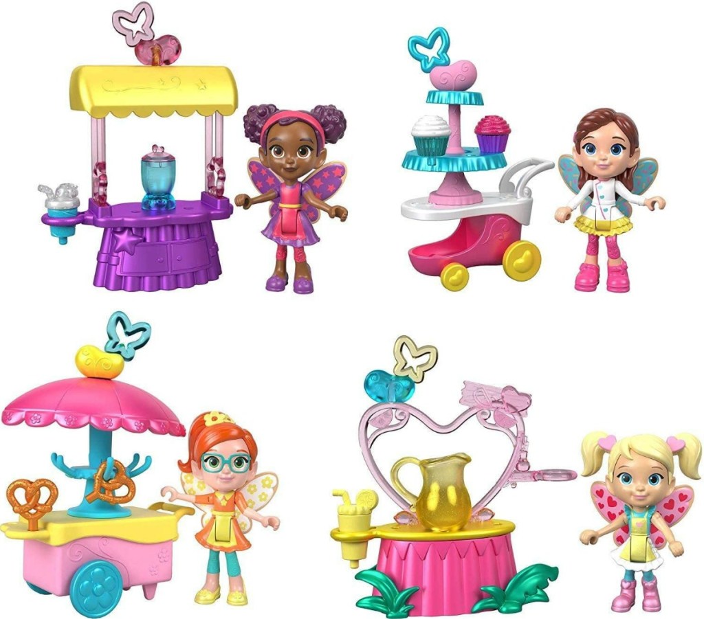 Playset of fairies and their tea carts