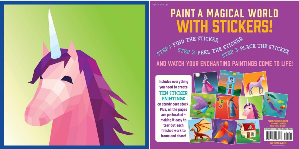 Unicorn themed sticker book