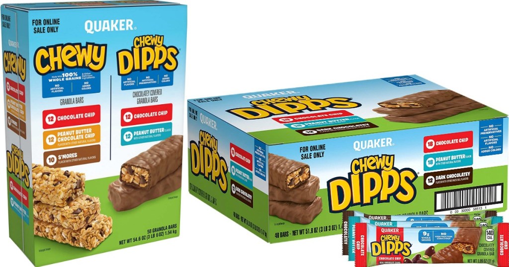 two boxes of Quaker bars