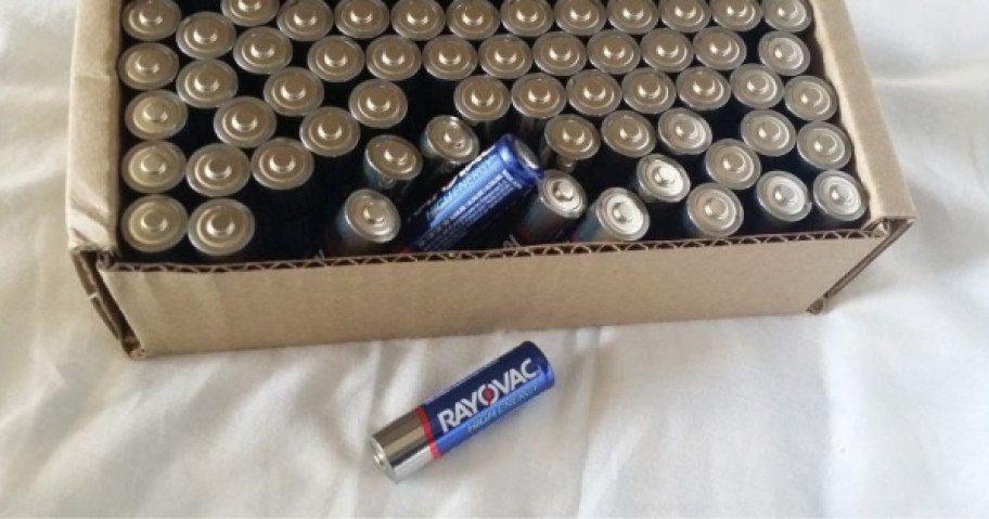 cardboard box with rayovac batteries