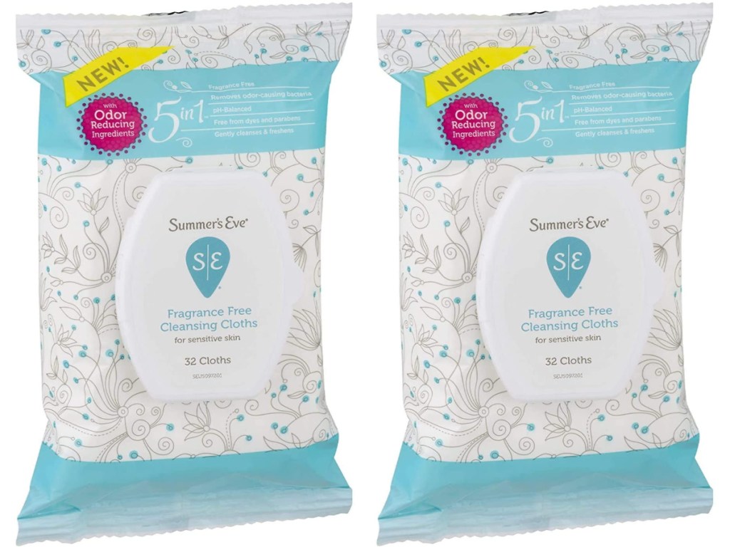 two packs of female cleansing cloths