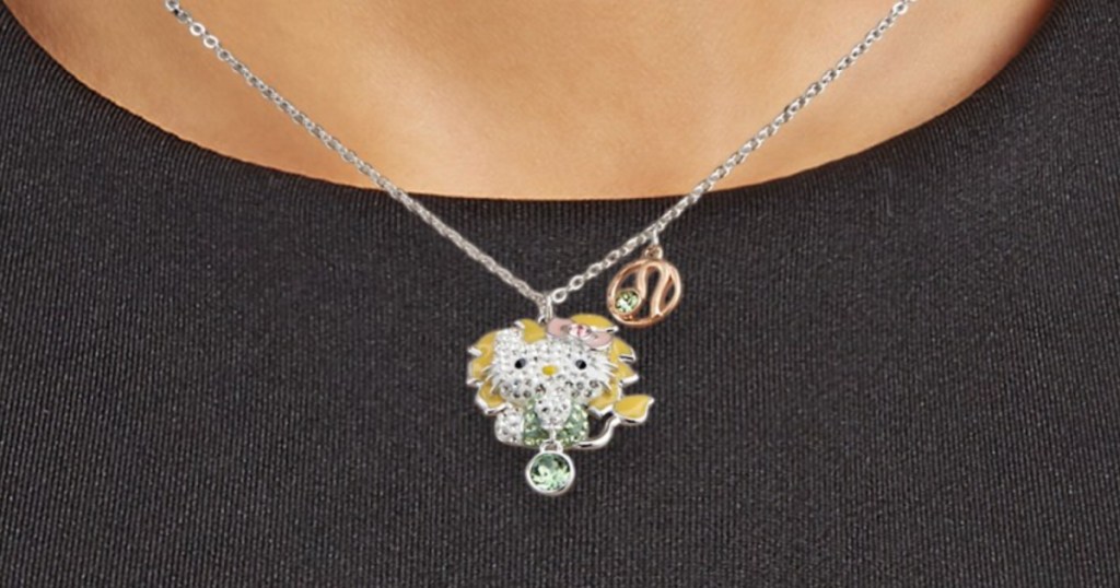 woman wearing Swarovski Hello Kitty Women's Necklace