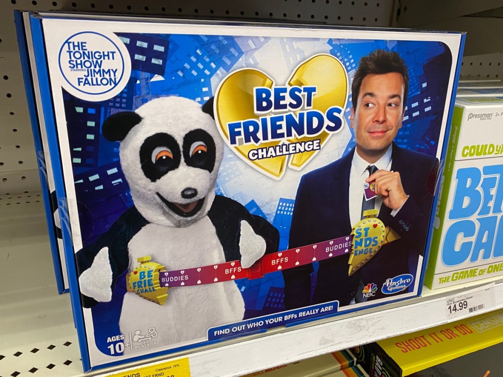 Tonight Show with Jimmy Fallon Best Friends Board Game on store shelf