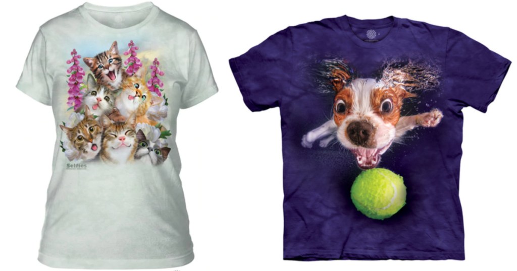 2 t-shirts with animals on the front