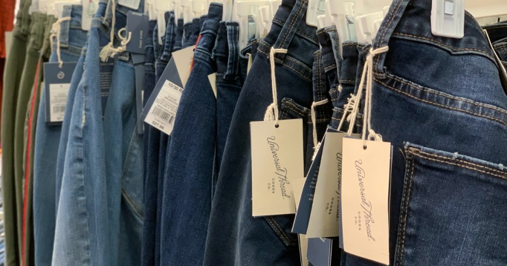 row of Universal Thread jeans