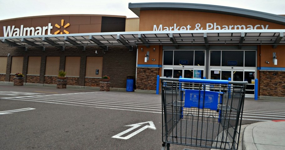 walmart parking lot with shopping cart