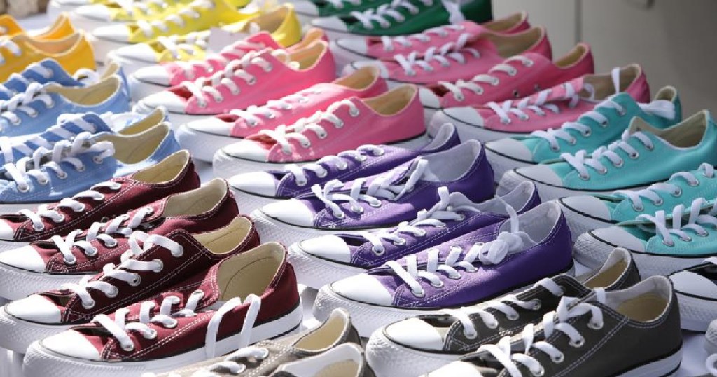 rows of colored converse low top sneakers