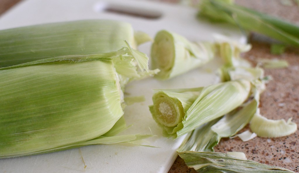 cutting ends of corn for microwaving