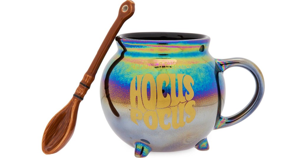 Hocus Pocus cauldron with wood spoon mug