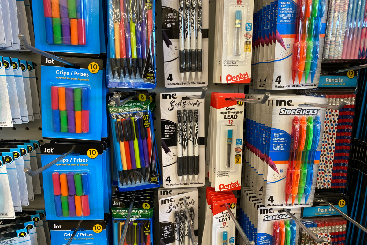 Dollar Tree pencil grips and other back to school supplies