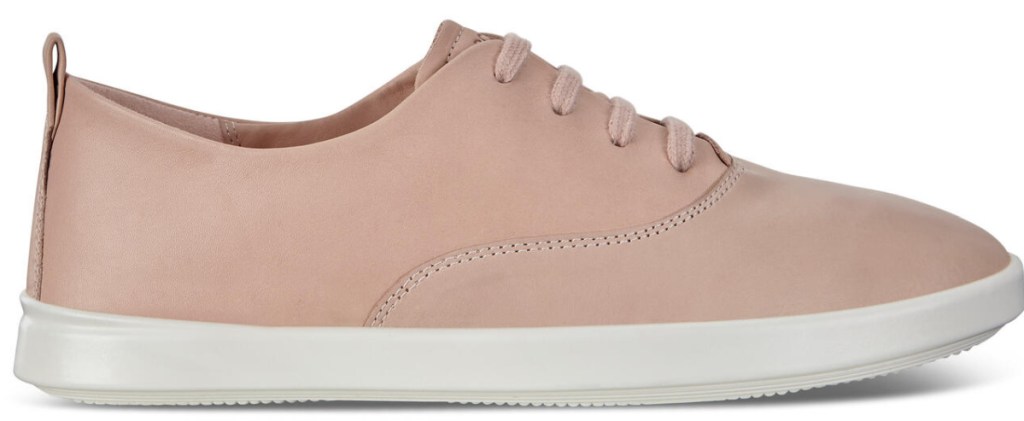 pink lace up shoes with white soles