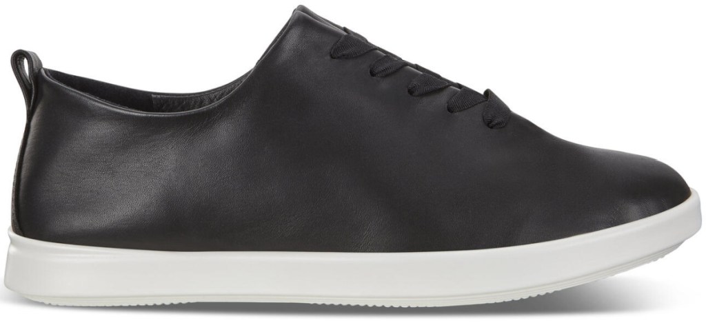 black lace-up shoes with white sole