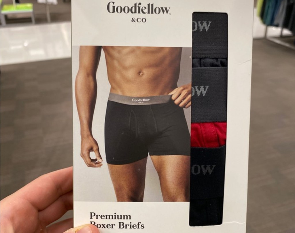 hand holding goodfellow mens premium boxer briefs