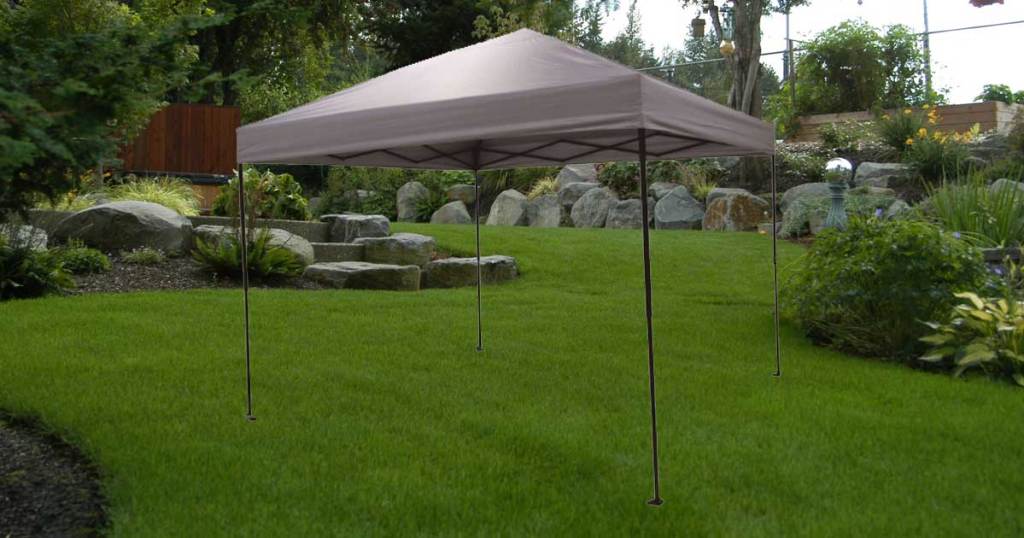 gray canopy set up in yard