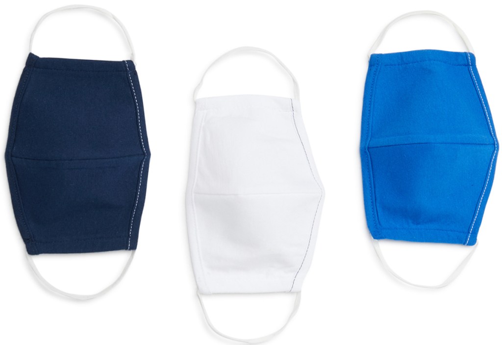 blue and white fabric masks