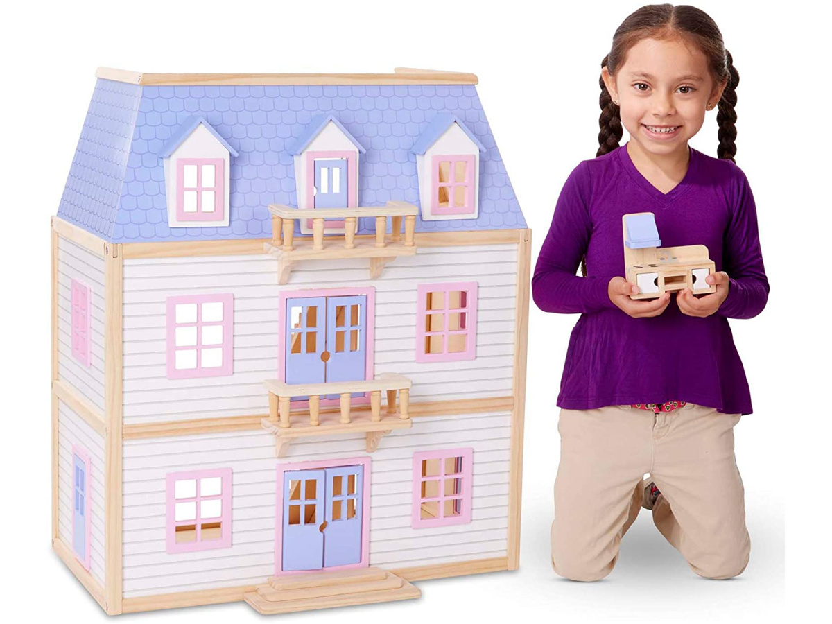 Melissa & Doug Wooden Multi-Level Dollhouse