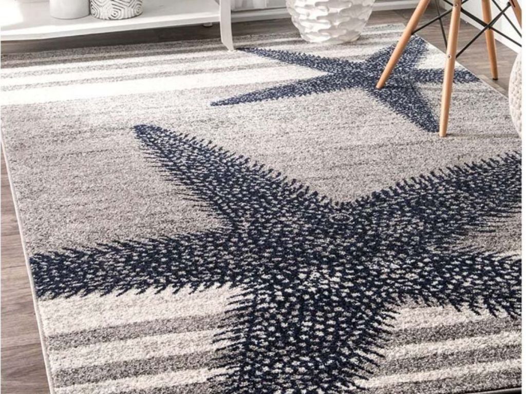 area rug with chair on it