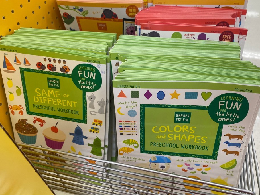 workbooks on store display