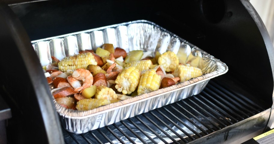 sheet pan shrimp boil in the grill