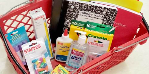 50¢ Staples School Supplies + FREE $10 Gift Card w/ $50 Purchase!