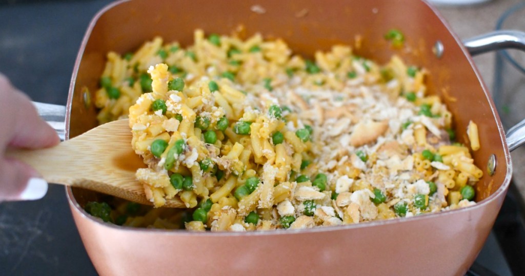 tuna macaroni in a skillet