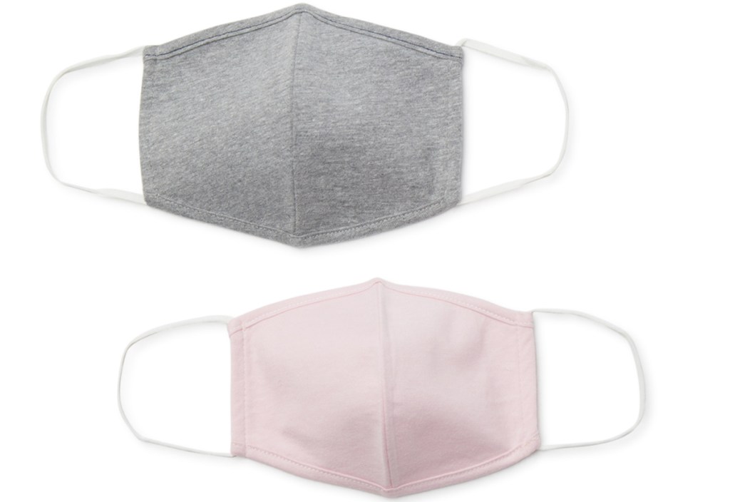 gray and pink fabric masks