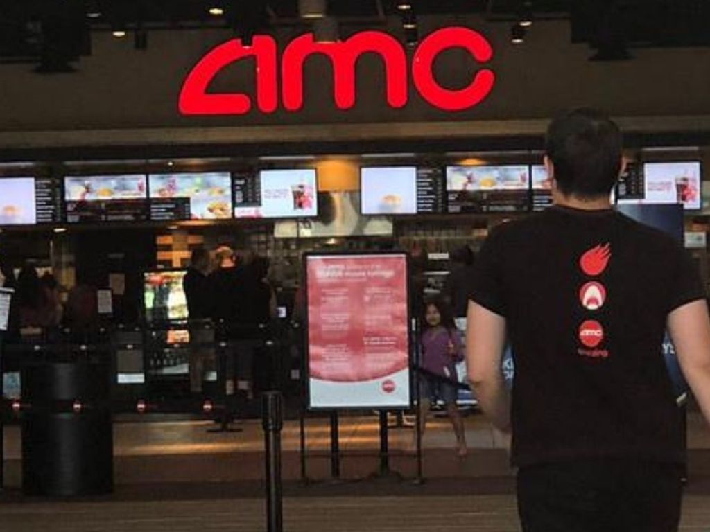 inside the lobby at an AMC Theater