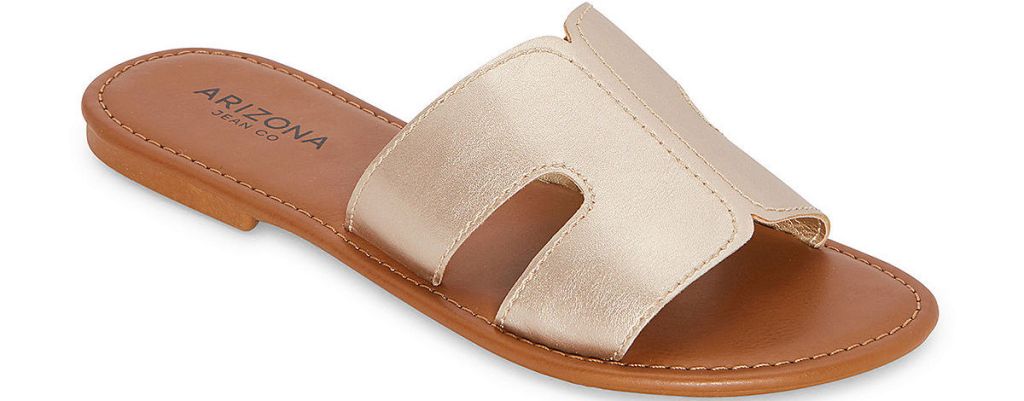 light gold and tan women's sandal